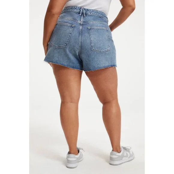 New Good American Good Curve Short Denim Jean Shorts High Rise Distressed - 18 - Picture 3 of 11